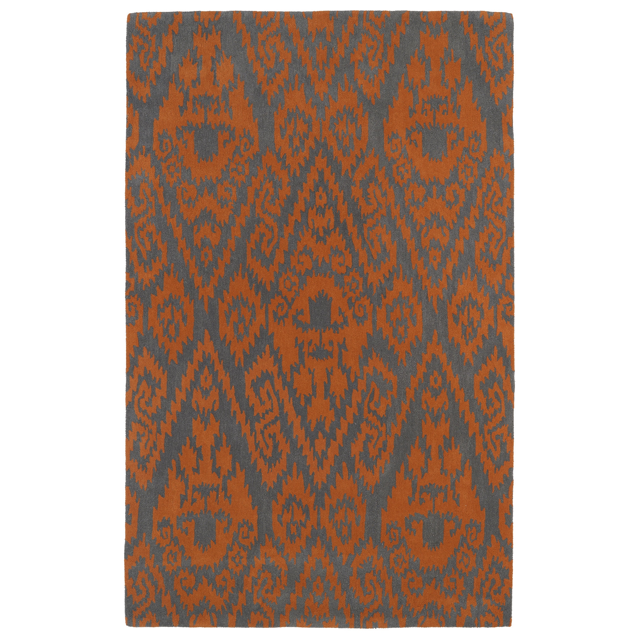 Hand tufted Runway Orange/ Charcoal Ikat Wool Rug (2 X 3)