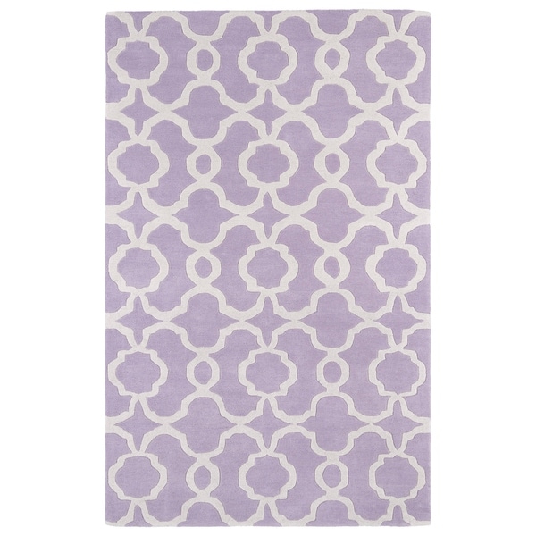Hand-tufted Cosmopolitan Trellis Lilac/ Ivory Wool Rug (5' x 7'9) - 5' x 7'9"