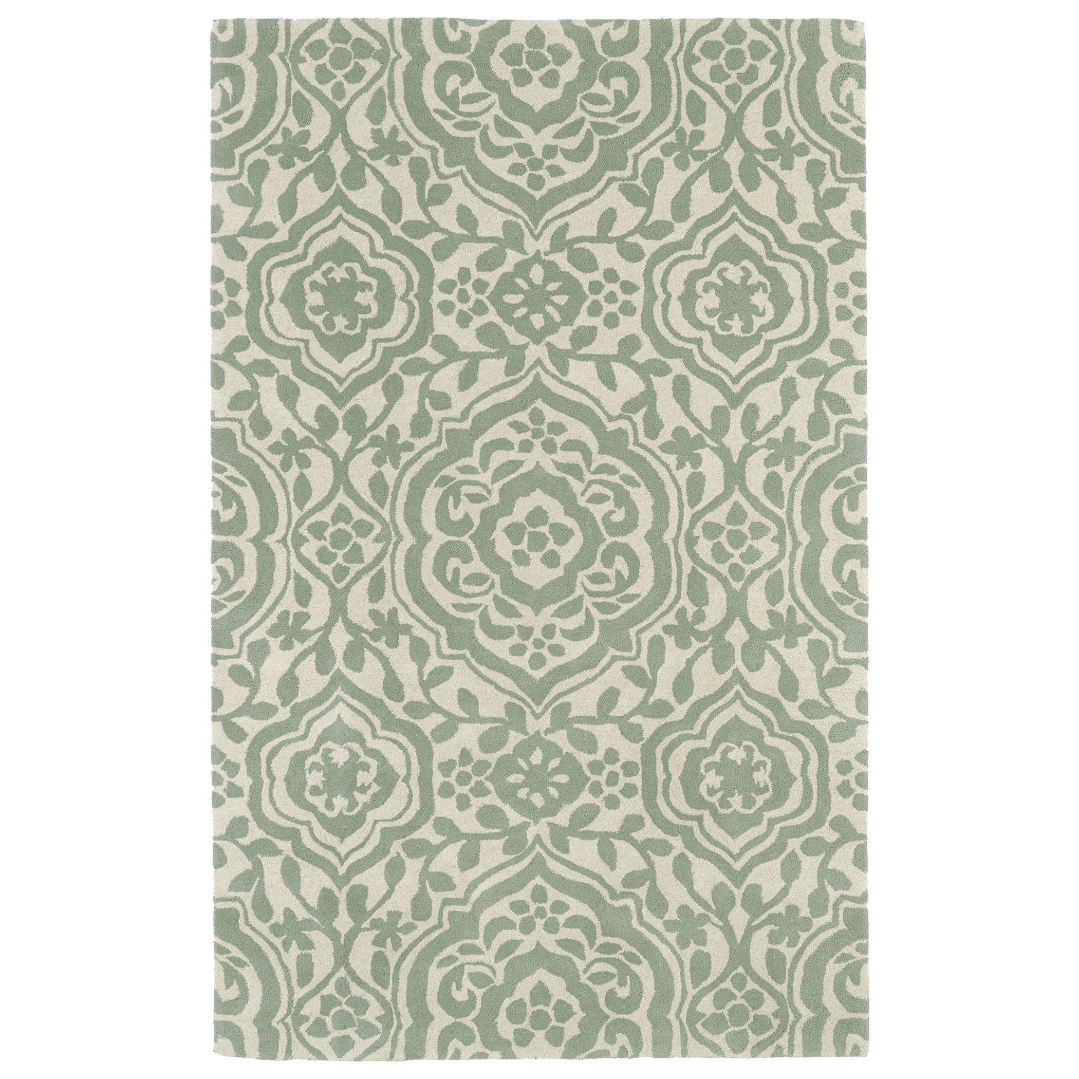 Hand tufted Runway Damask Mint/ Ivory Wool Rug (3 X 5)