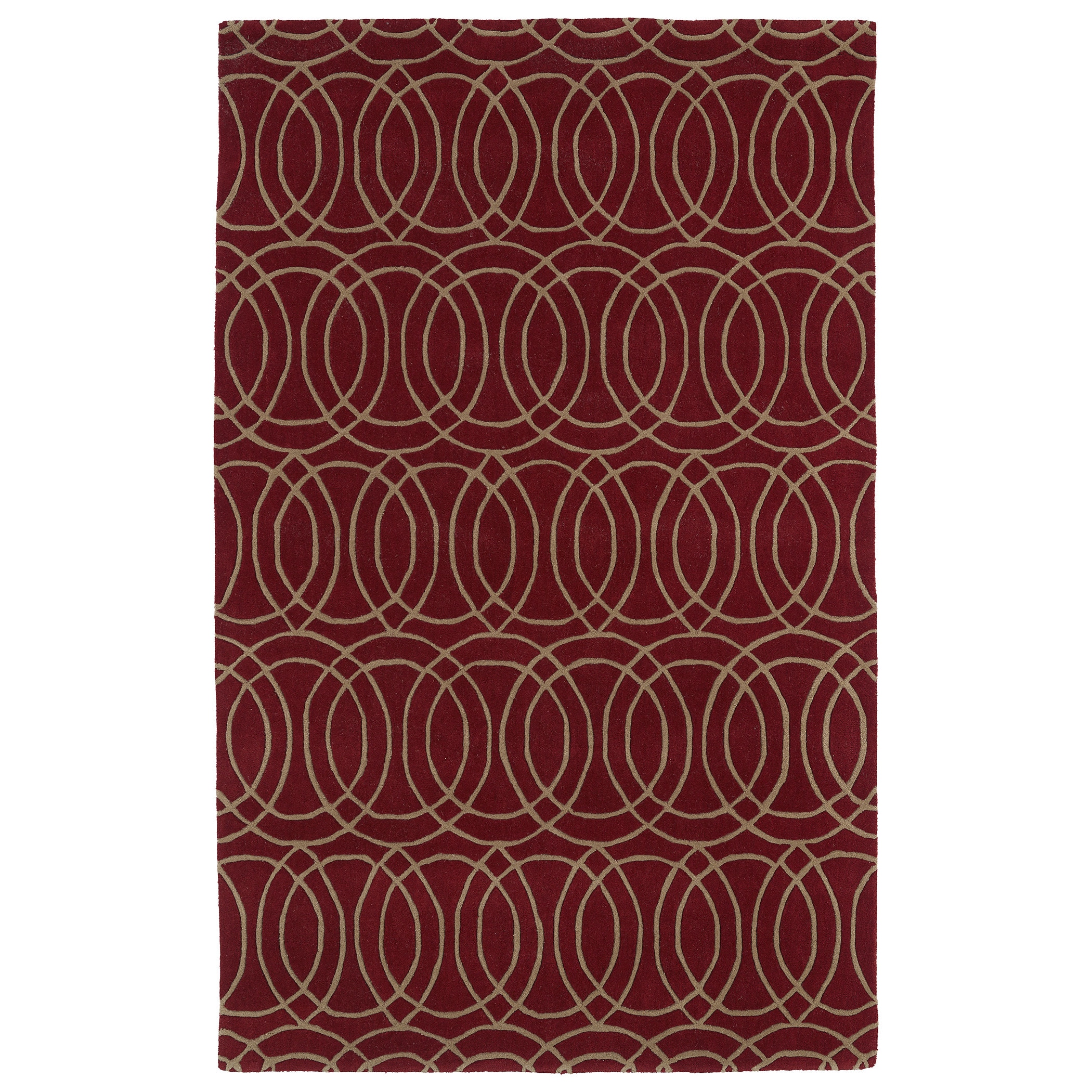 Hand tufted Cosmopolitan Circles Red/ Camel Wool Rug (5 X 79)
