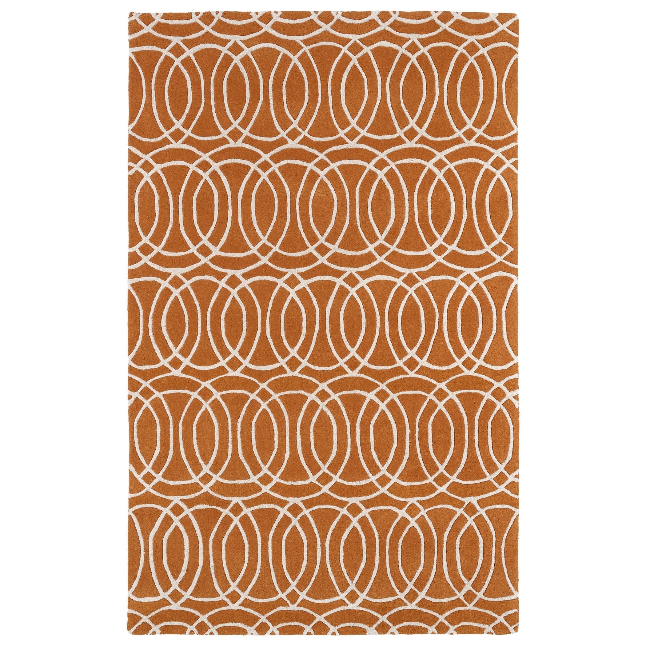 Hand tufted Cosmopolitan Circles Orange/ Ivory Wool Rug (5 X 79)