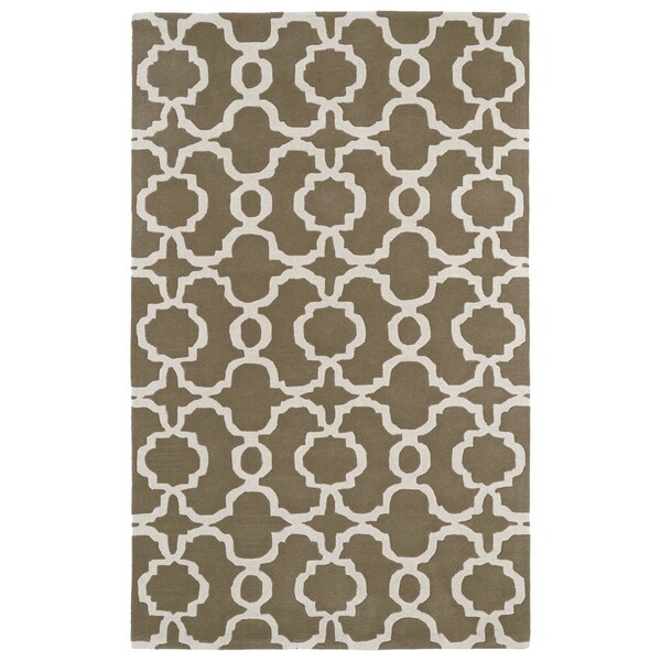 Hand-tufted Cosmopolitan Trellis Brown/ Ivory Wool Rug (3' x 5') - 3' x 5'