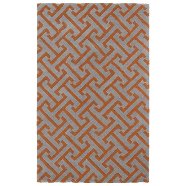 Hand-tufted Cosmopolitan Orange/ Grey Wool Rug (3' x 5') - 3' x 5'