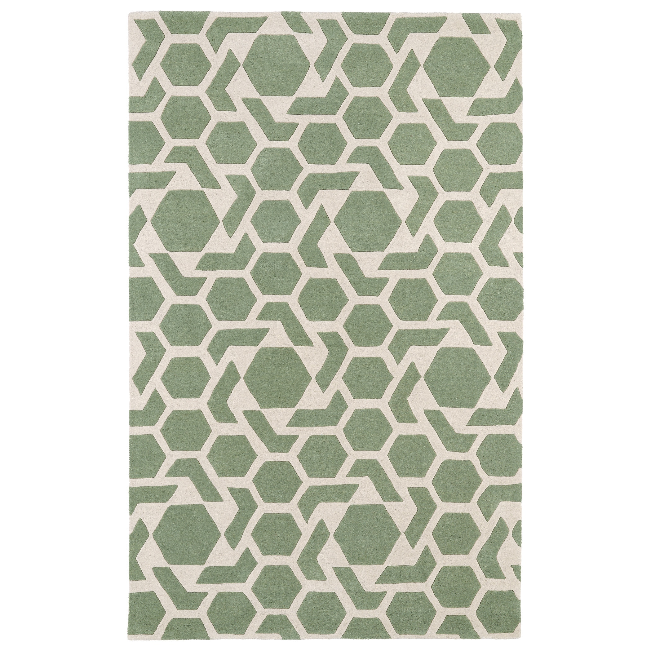 Hand tufted Cosmopolitan Geo Mint/ Ivory Wool Rug (3 X 5)