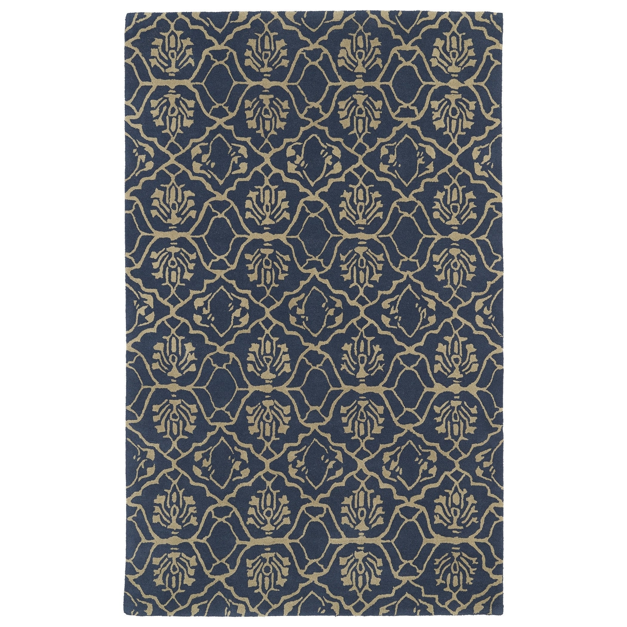 Hand tufted Runway Denim Blue/ Light Brown Wool Rug (3 X 5)