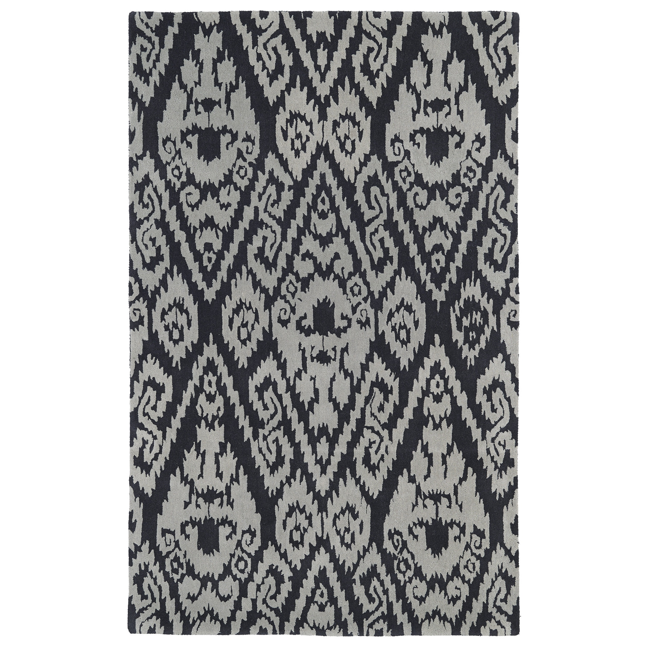 Hand tufted Runway Ikat Grey/ Charcoal Wool Rug (3 X 5)