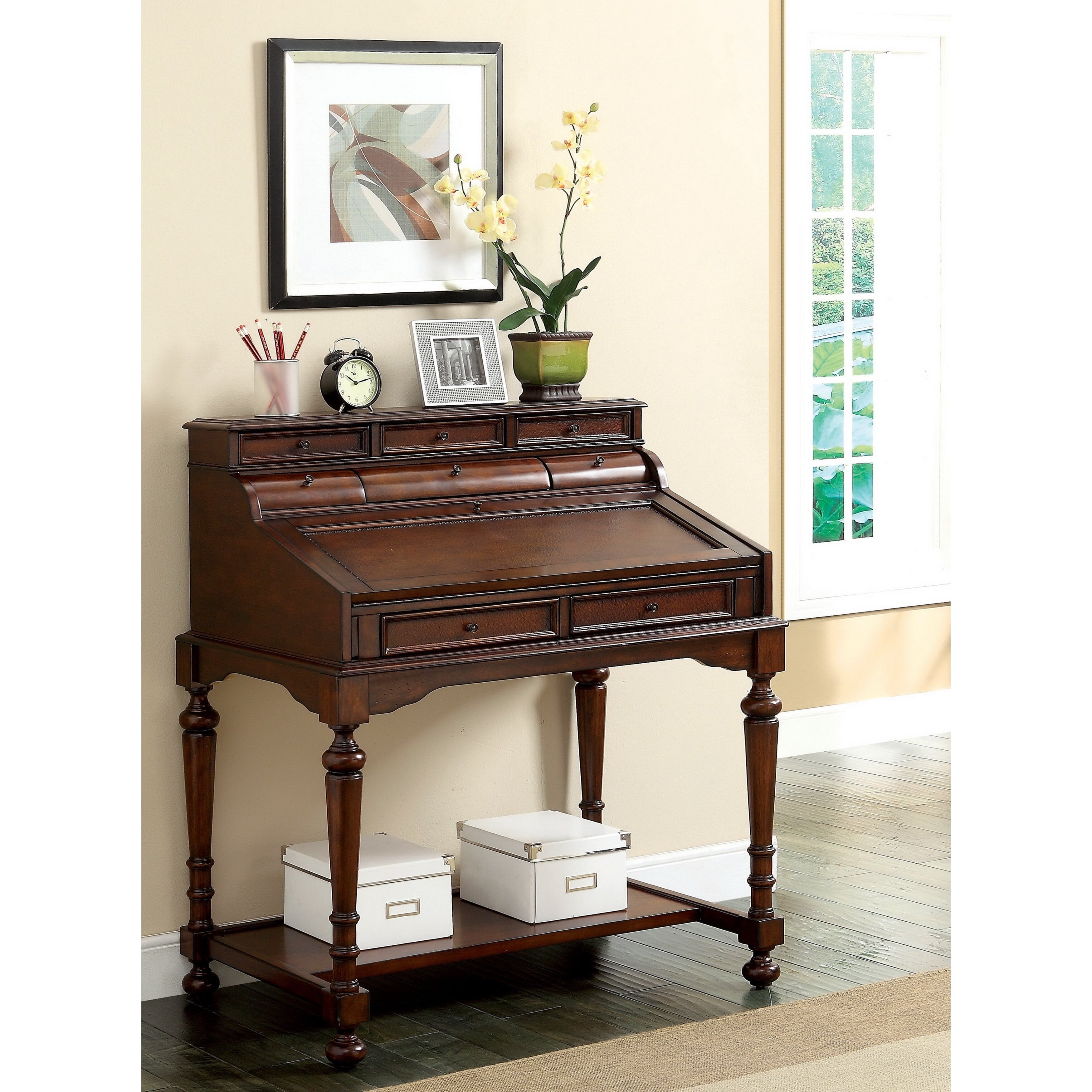 Shop Furniture Of America Dimm Vintage Cherry Solid Wood Writing