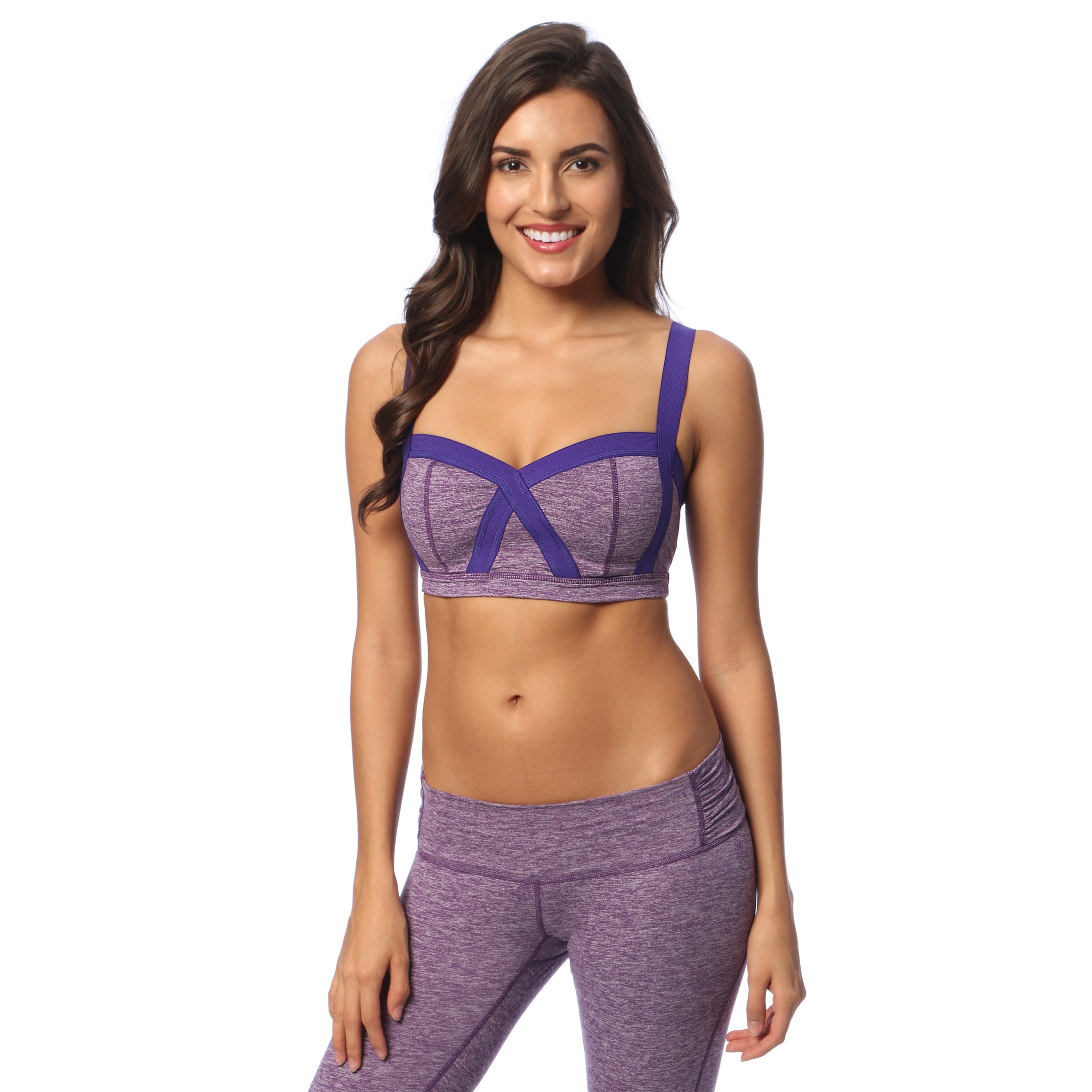 Balini Womens Stardust Purple Strappy Bandeau Yoga Bra