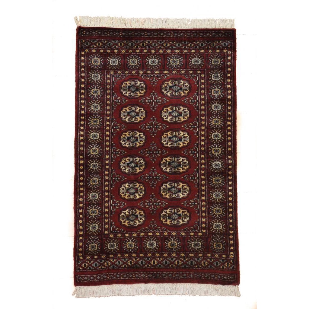 Hand knotted Bokhara Deep Red/ Black Area Rug (26 X 311)