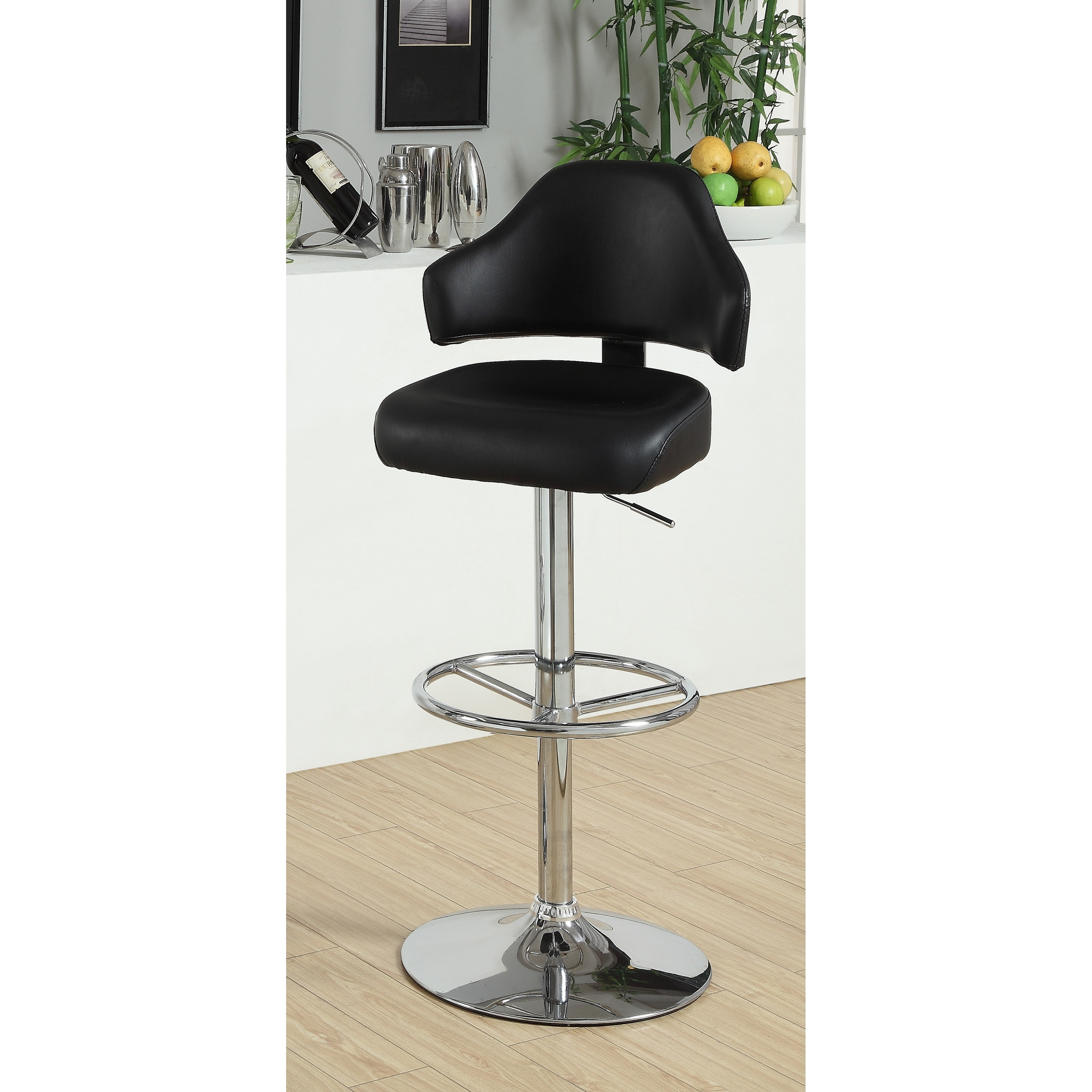 Furniture Of America Korzi Curvy Contemporary Adjustable Leatherette Swivel Bar Stool