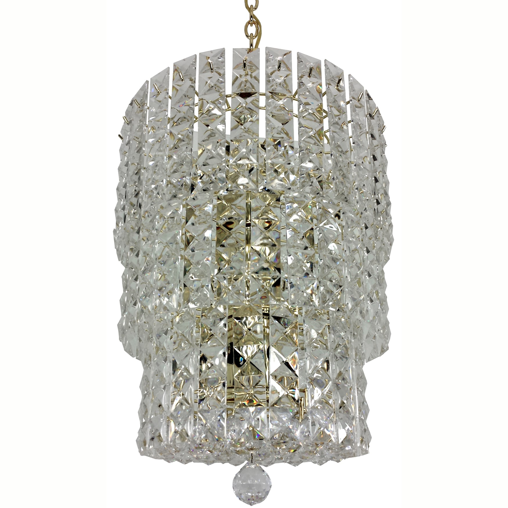 Prismatic Gem 12 light 3 tier Polished Brass Chandelier