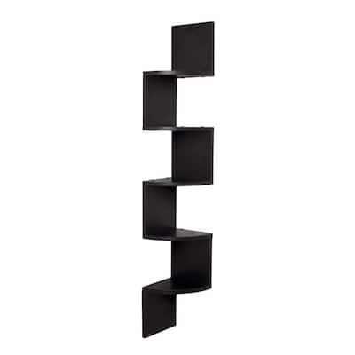Black Laminate Large Corner Wall Mount Shelf