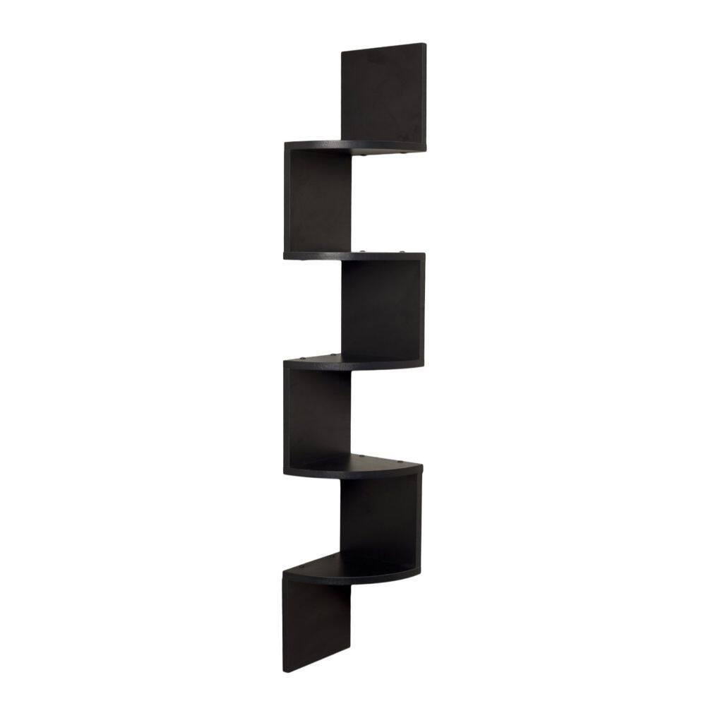 Black Laminate Large Corner Wall Mount Shelf