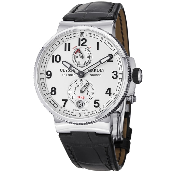 Ulysse Nardin Mens 1183 126/61 MarineMaxiChrono Silver Dial Black