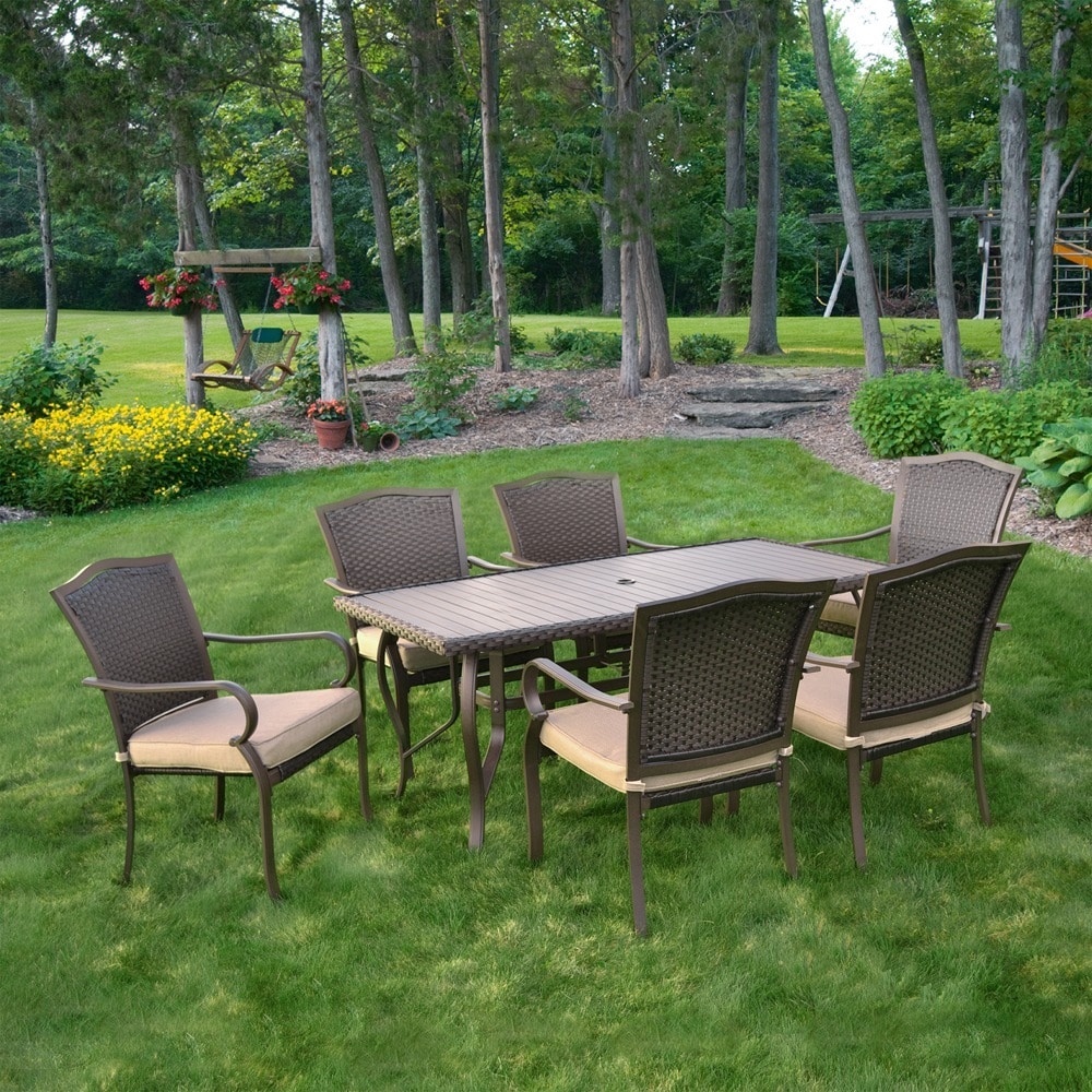 7 piece Aluminum Rattan Outdoor Dining Set With Cushions