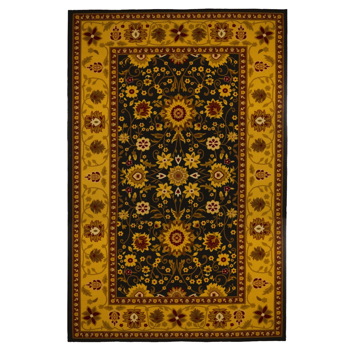 Gold/ Black Traditional Oriental Area Rug (8 X 10)