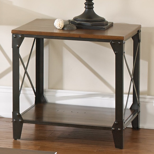 Shop Carbon Loft Fischer Solid Wood and Iron Rustic End Table Free