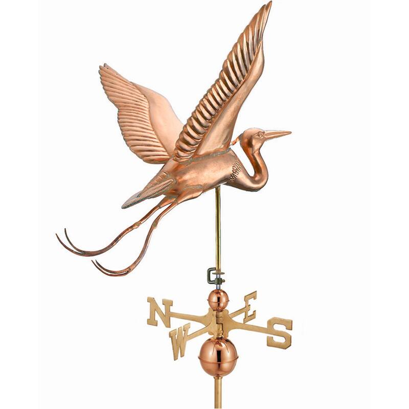 Good Directions Polished Copper Blue Heron Estate Weathervane
