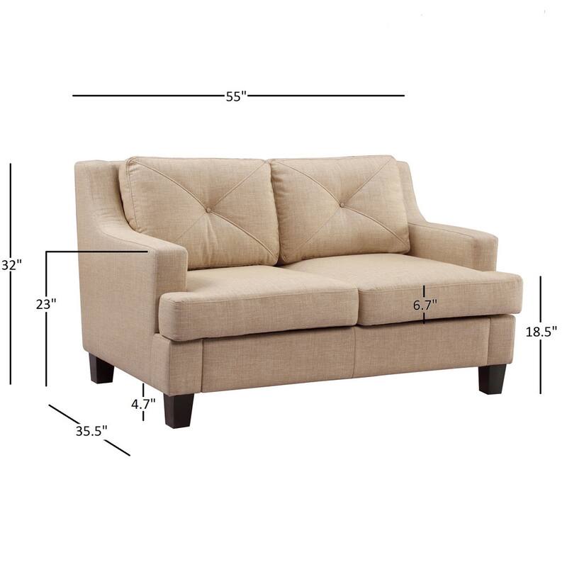 Elston Linen Upholstered Sloped Track Arm Loveseat iNSPIRE Q Modern