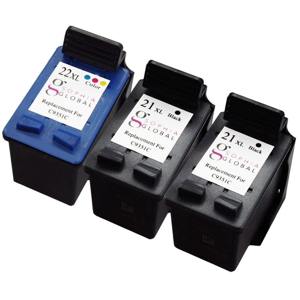 Sophia Global Remanufactured Ink Cartridge Replacement For Hp 21xl 22xl (2 Black, 1 Color) (multiPrint yield Meets Printer Manufacturers Specifications for Page YieldModel 2eaHP21XL1eaHP22XLPack of 3We cannot accept returns on this product. )