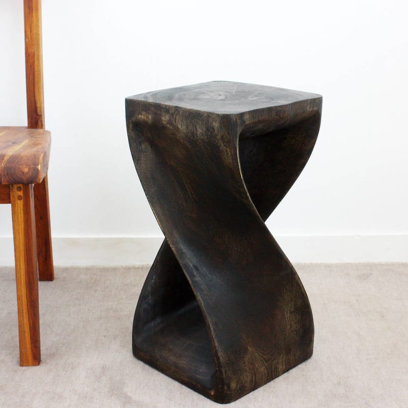 Haussmann® Original Wood Twist Stool 12 X 12 X 23 In High Mocha Oil - 12" x 12" x 23"