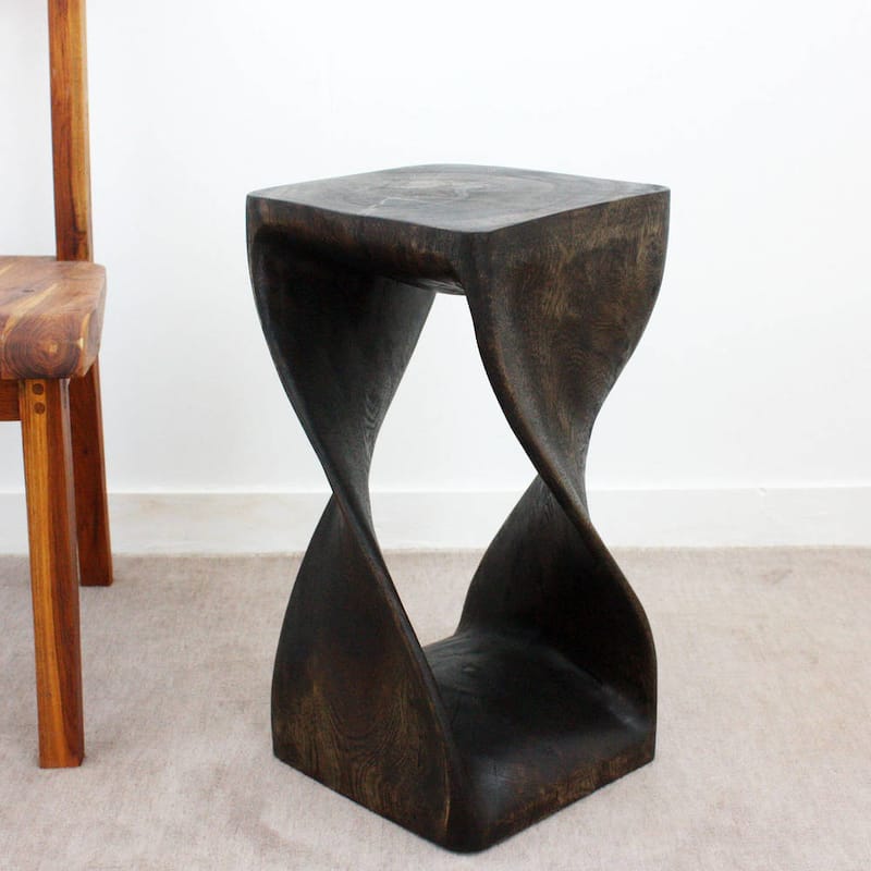 Haussmann® Original Wood Twist Stool 12 X 12 X 23 In High Mocha Oil - 12" x 12" x 23"