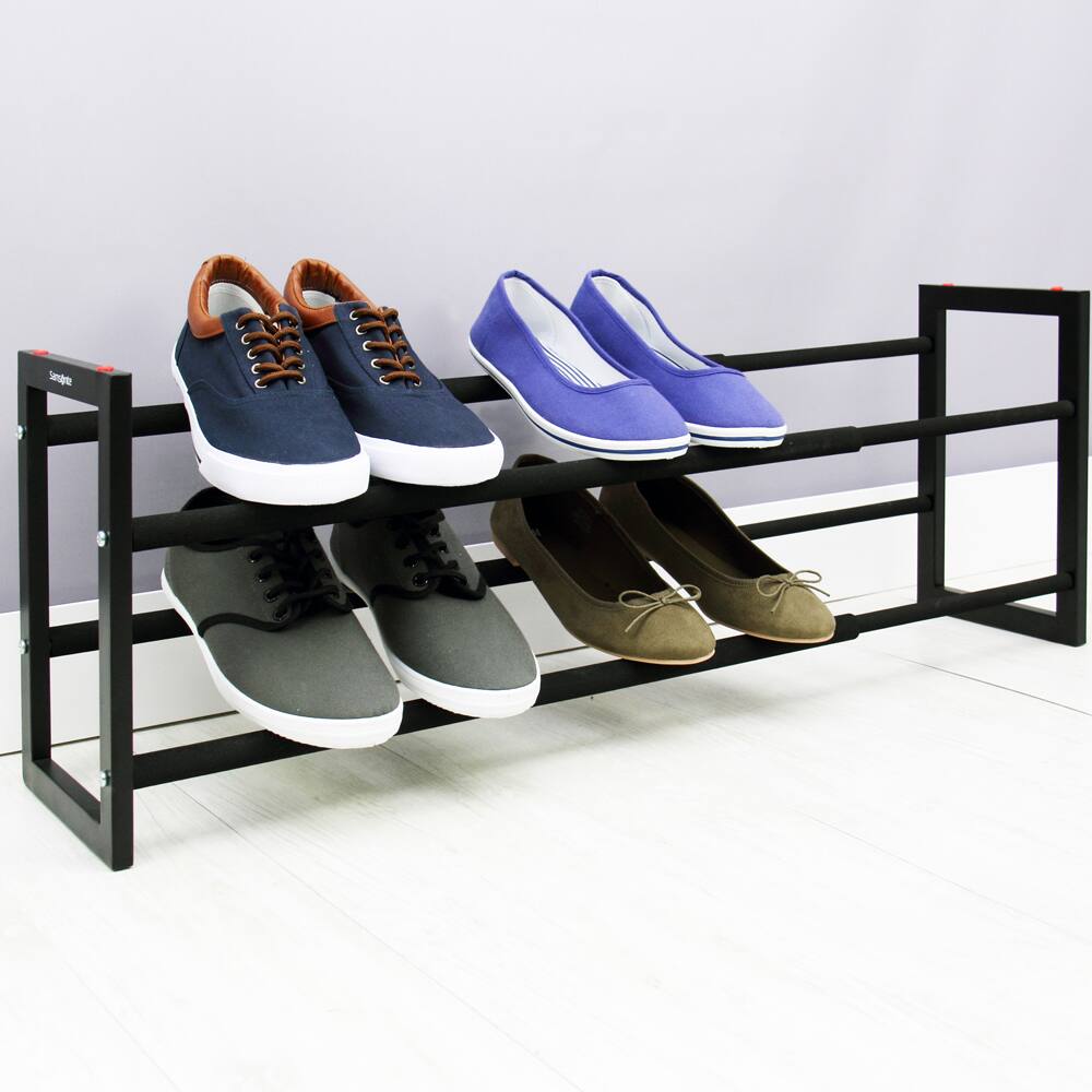 Samsonite Black Expandable 2-tier Steel Shoe Rack
