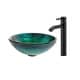 preview thumbnail 1 of 8, Kraus Glass Vessel Sink, Bathroom Faucet, Pop Up Drain, Mounting Ring Oil Rubbed Bronze