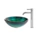 preview thumbnail 2 of 8, Kraus Glass Vessel Sink, Bathroom Faucet, Pop Up Drain, Mounting Ring