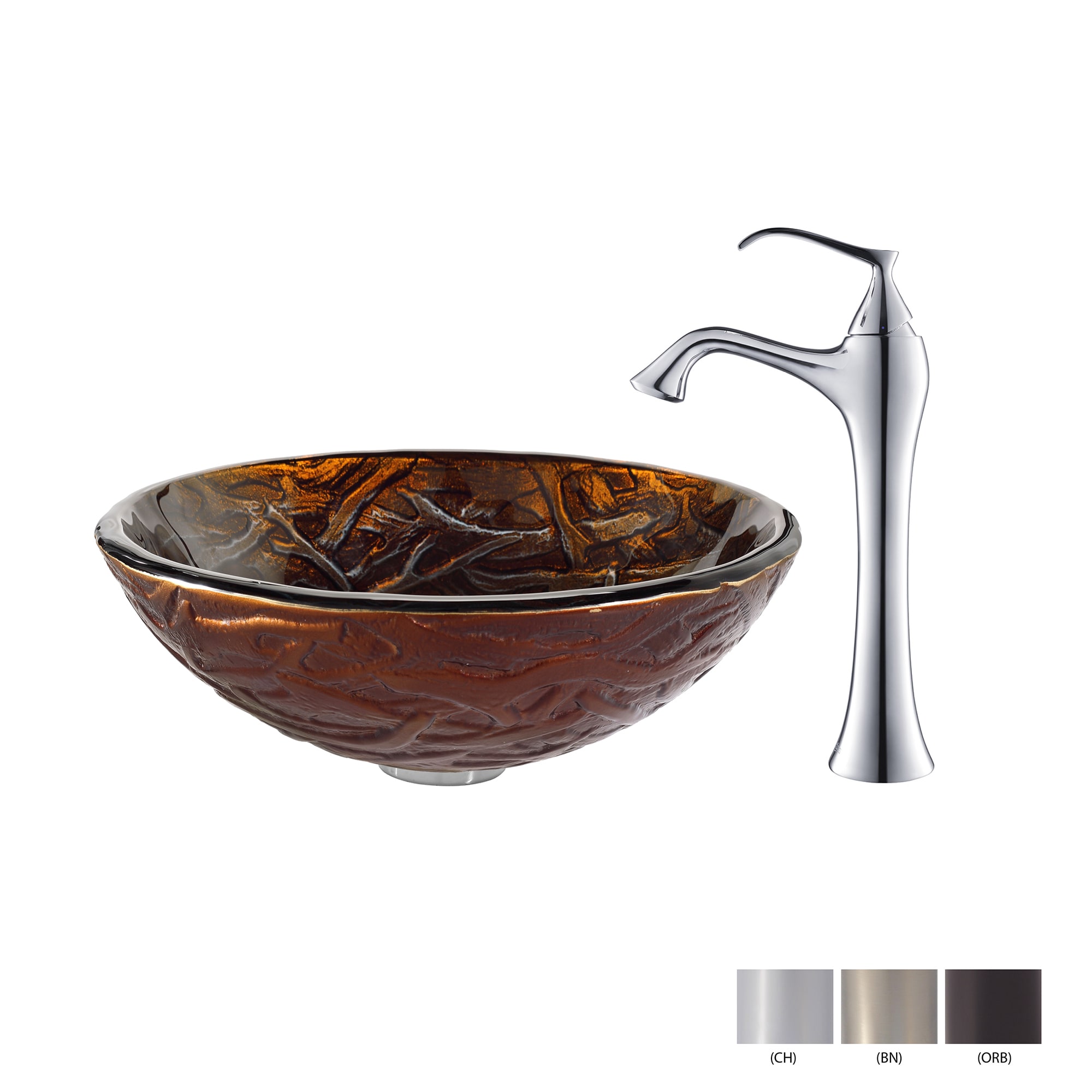 Kraus Dryad Glass Vessel Sink And Ventus Faucet