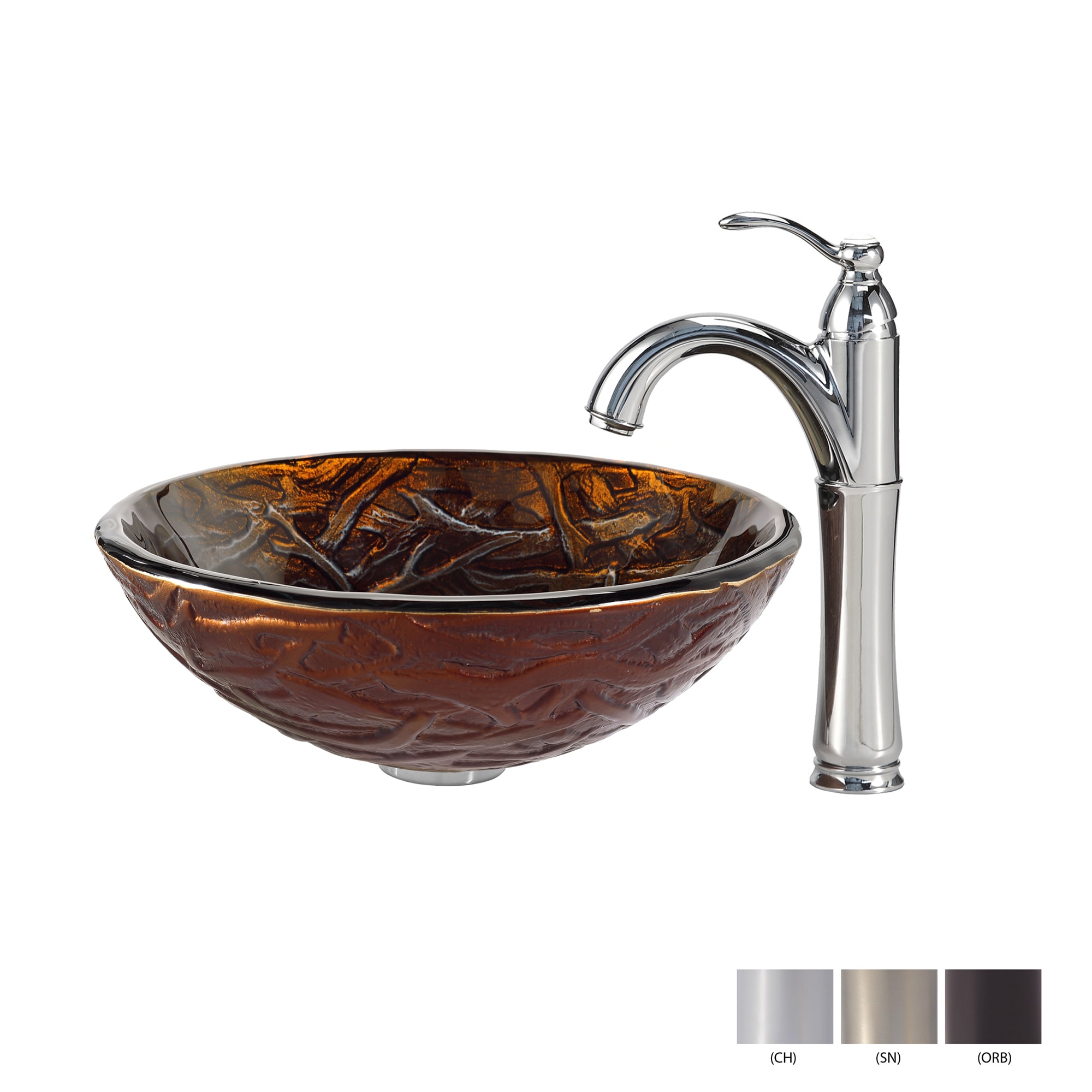 Kraus Dryad Glass Vessel Sink And Riviera Faucet