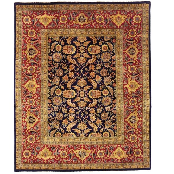 Safavieh Hand-knotted Farahan Sarouk Navy/ Rust Wool Rug (9' x 12')