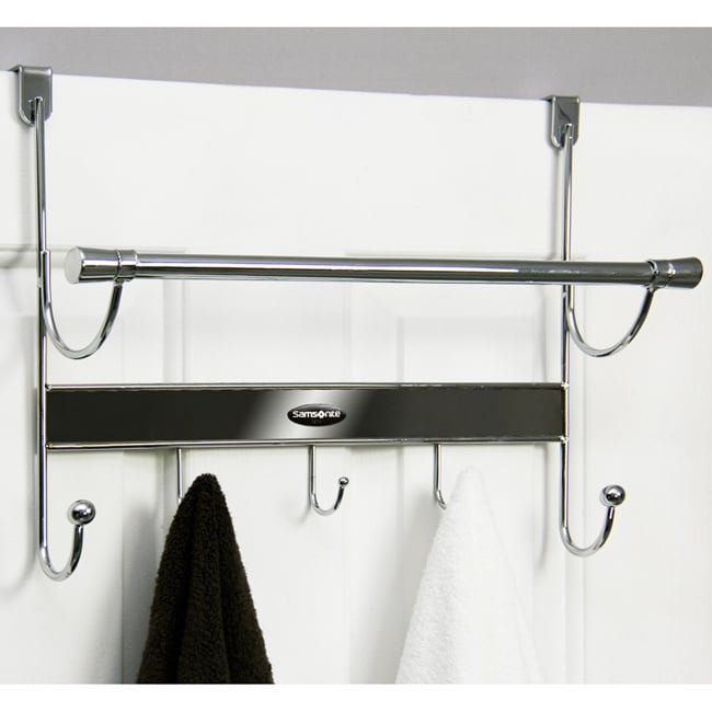 Samsonite Chrome/ Onyx 5 hook Over The Door Hanger And Towel Bar