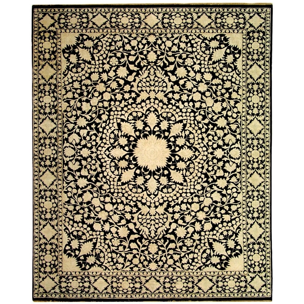 Safavieh Hand knotted Ganges River Black/ Ivory Wool Rug (5 X 7)