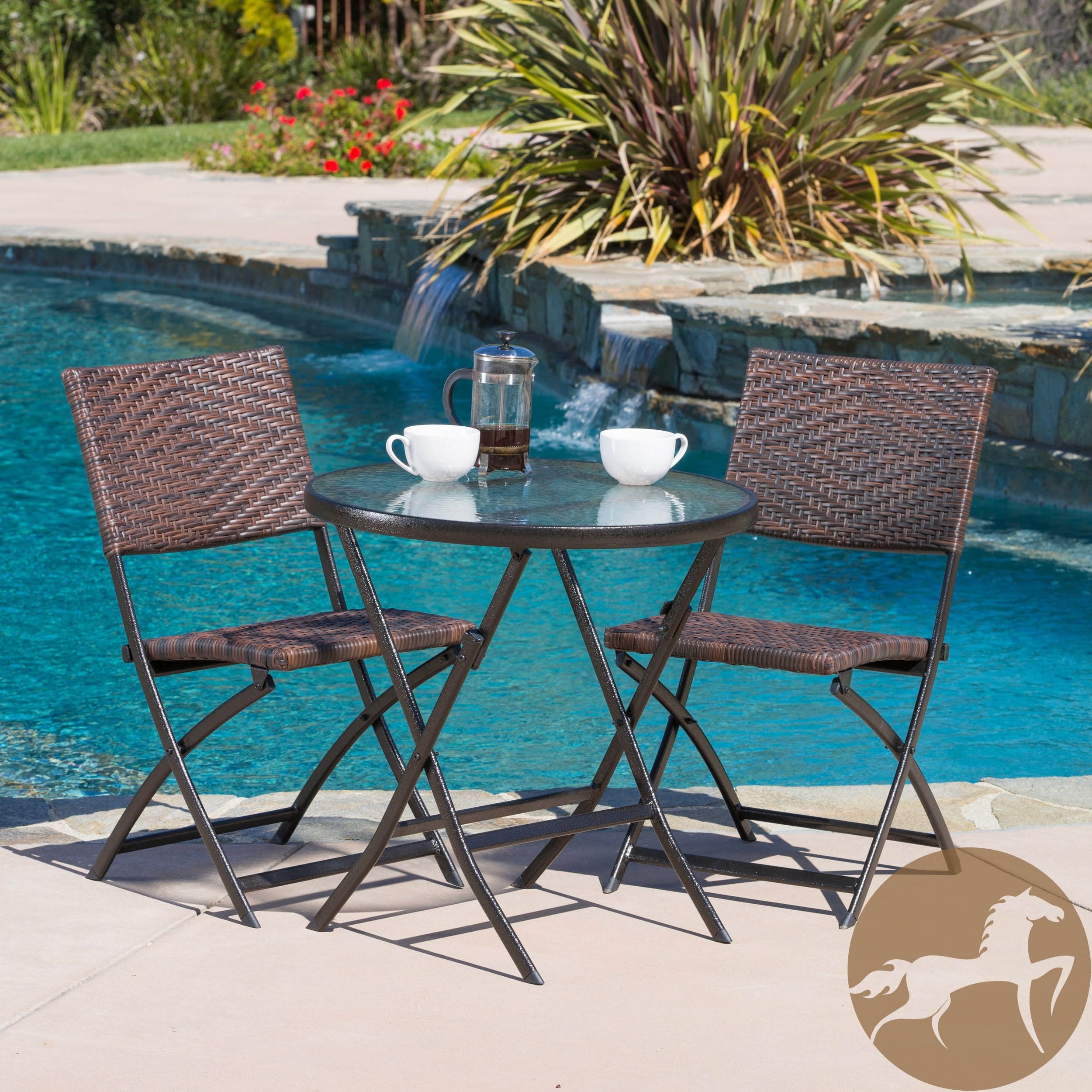 Christopher Knight Home El Paso Outdoor 3 piece Multibrown Folding Set