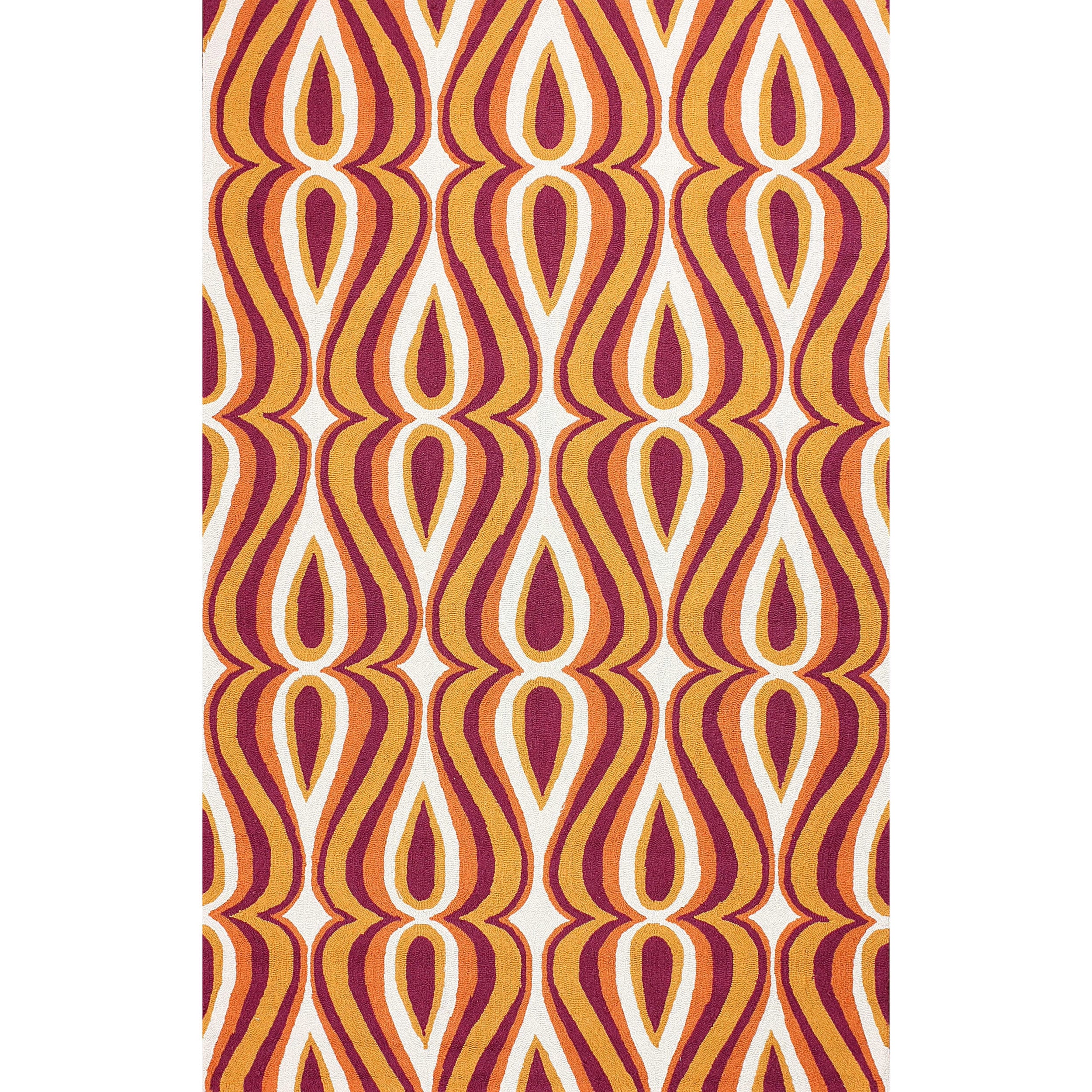 Nuloom Hand hooked Modern Swoosh Orange Rug (7 6 X 9 6)