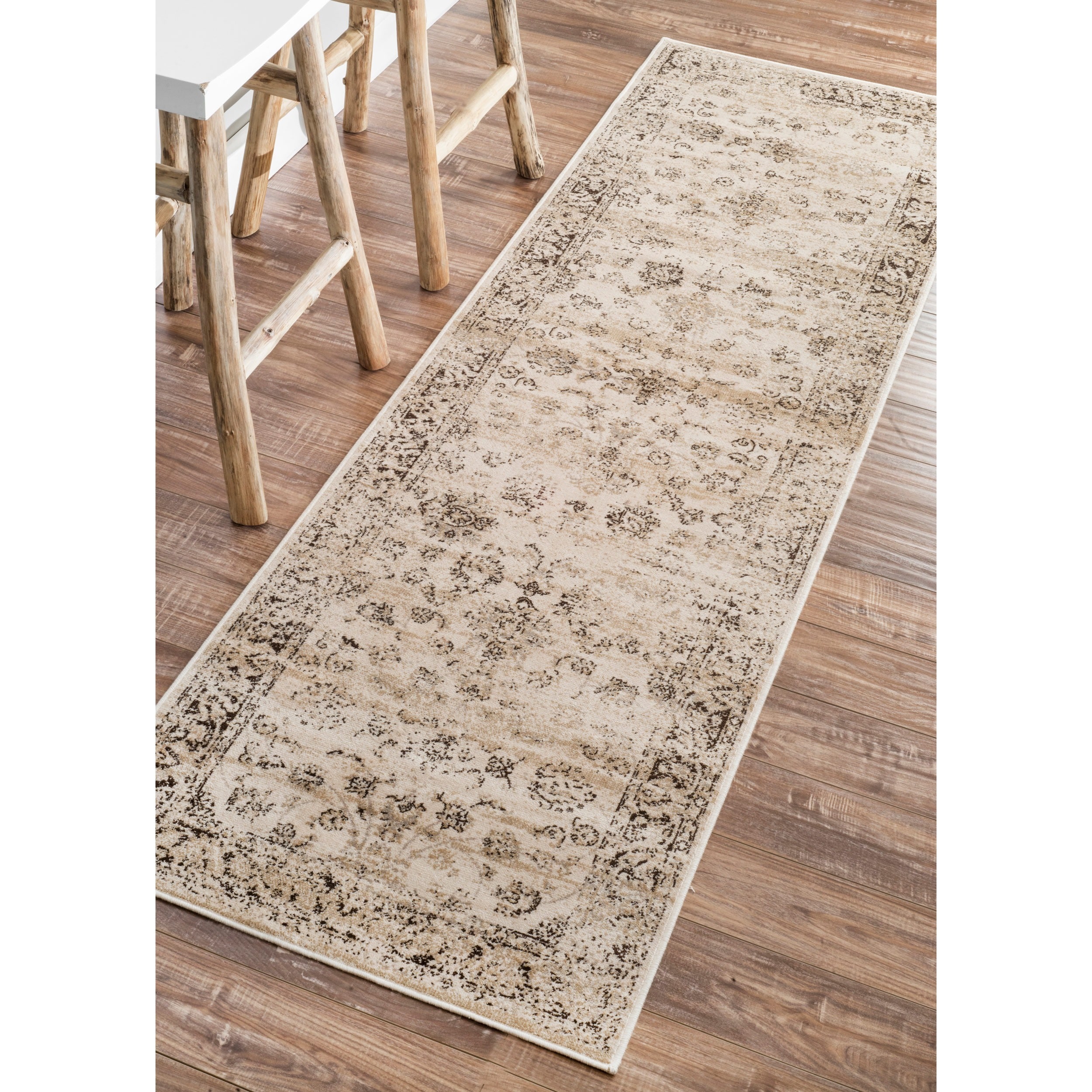 Nuloom Oriental Vintage Viscose Ashton Natural Runner Rug (27 X 8)