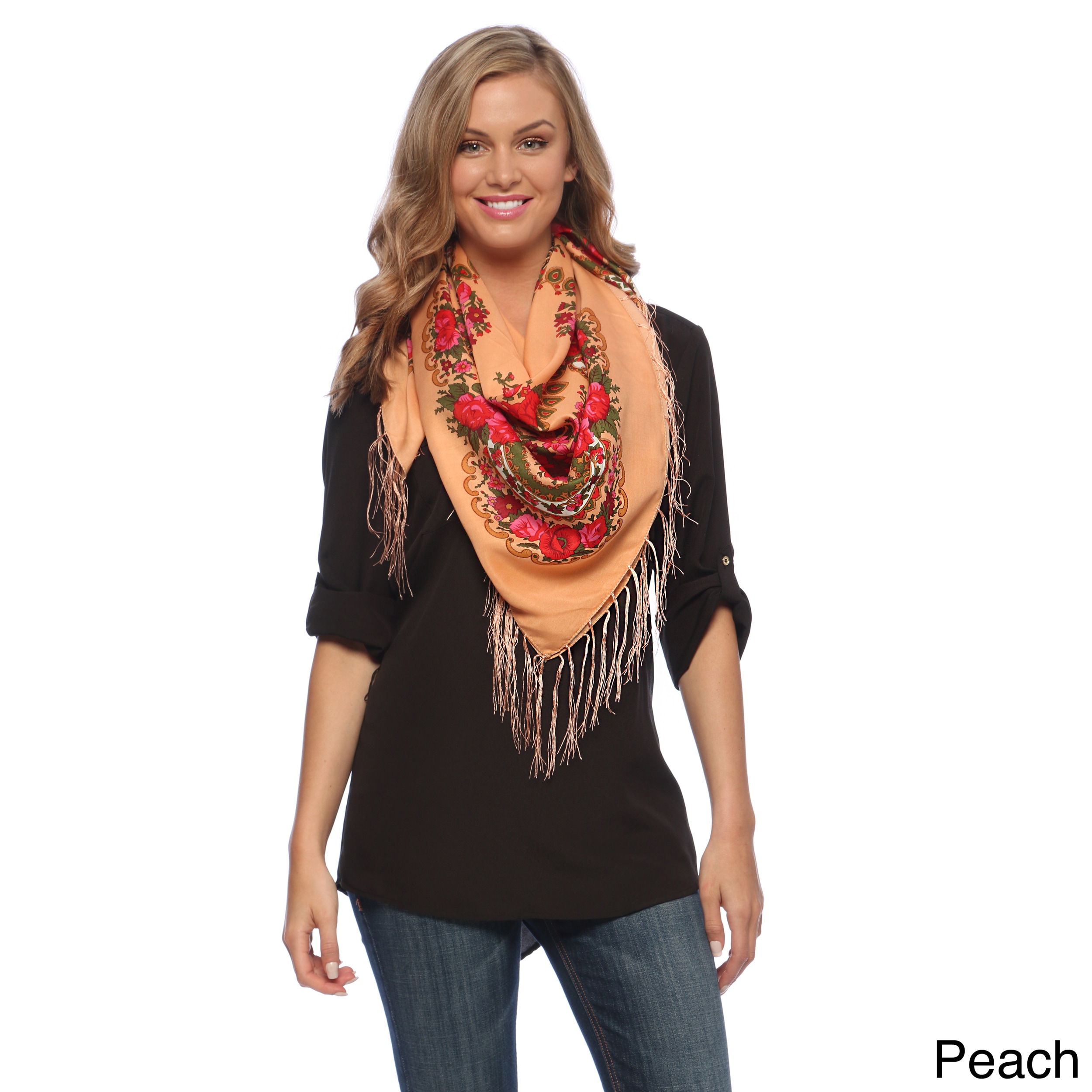 J. Furmani Silky Fringe Square Scarf