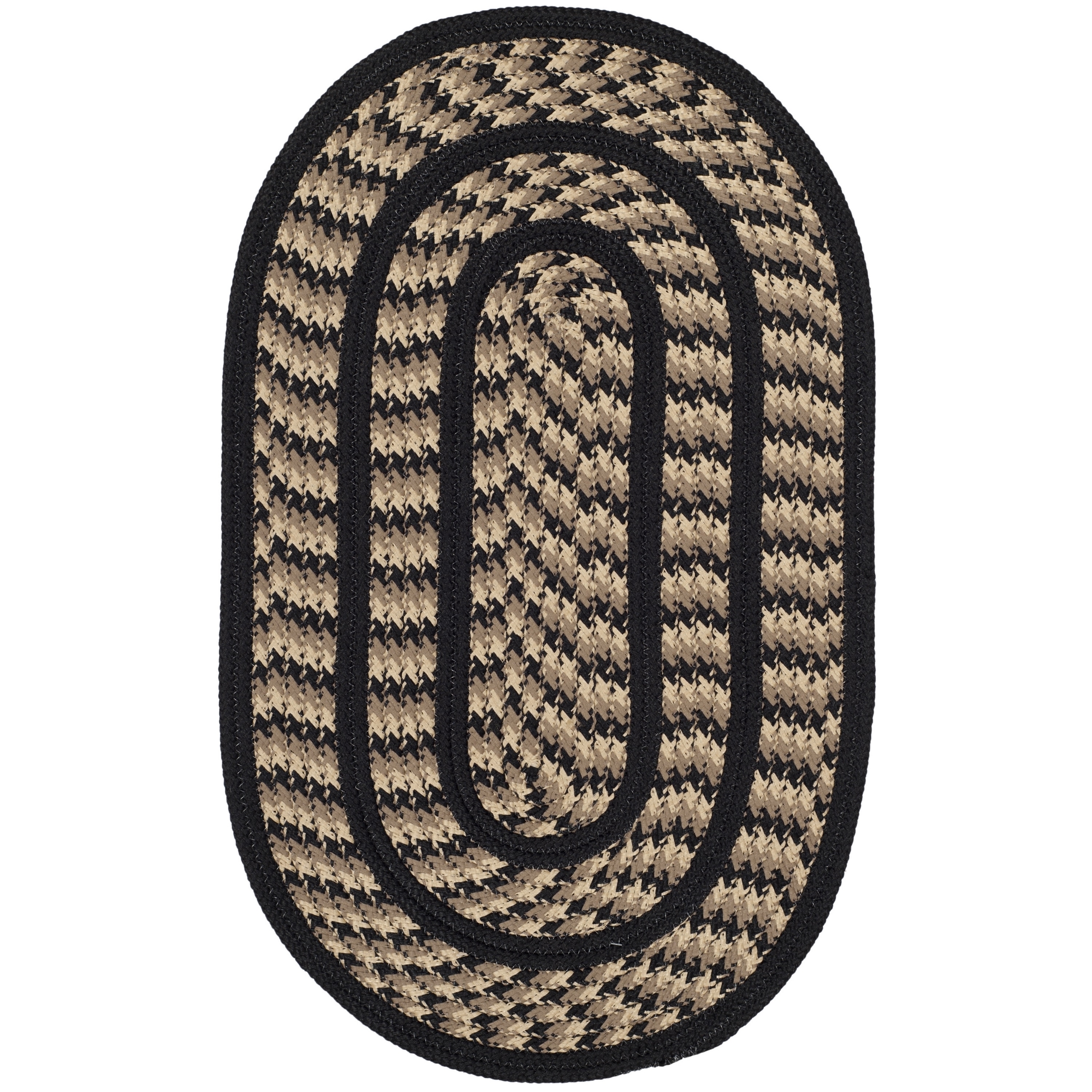 Safavieh Hand woven Braided Beige/ Black Rug (3 X 5 Oval)