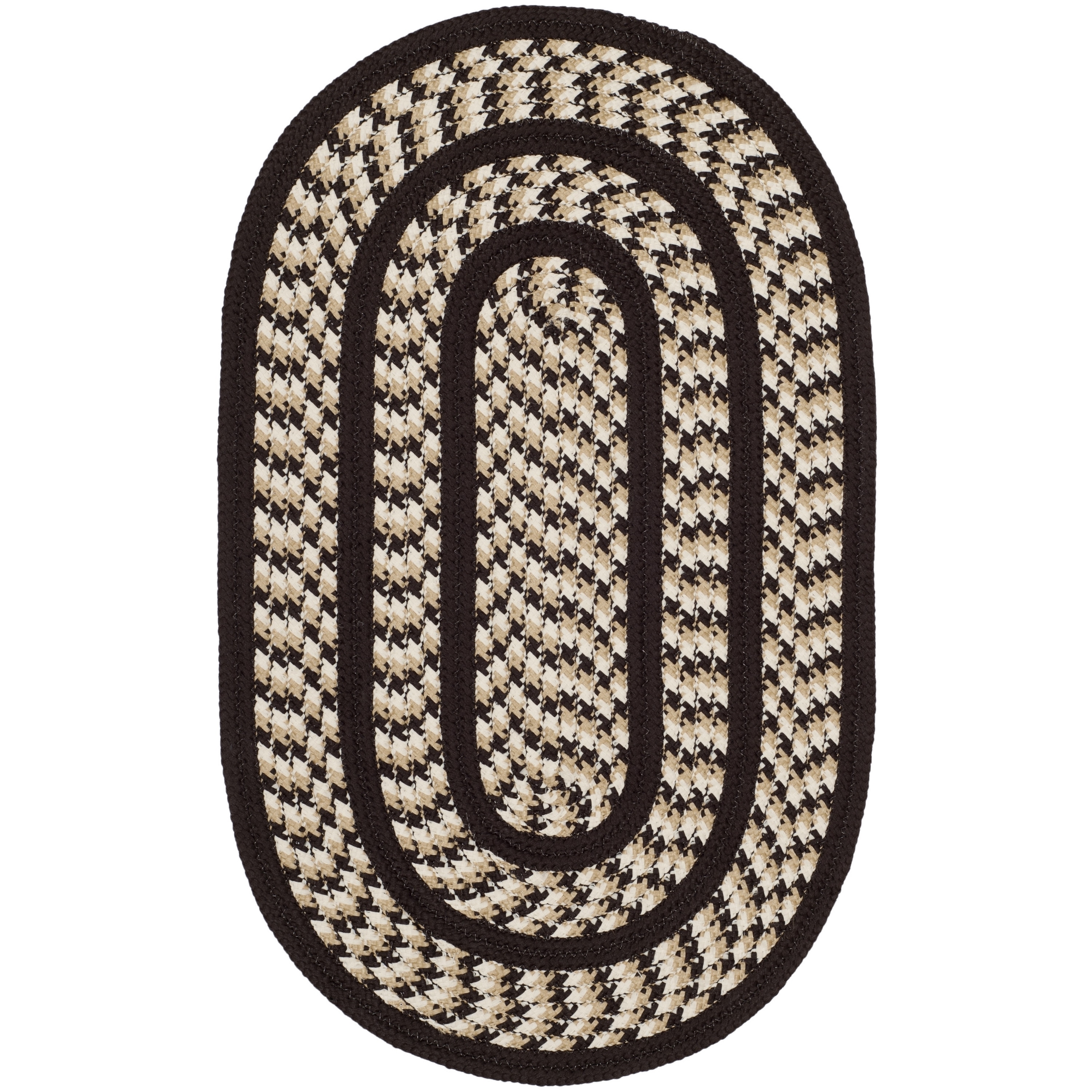 Safavieh Hand woven Braided Ivory/ Dark Brown Rug (3 X 5 Oval)