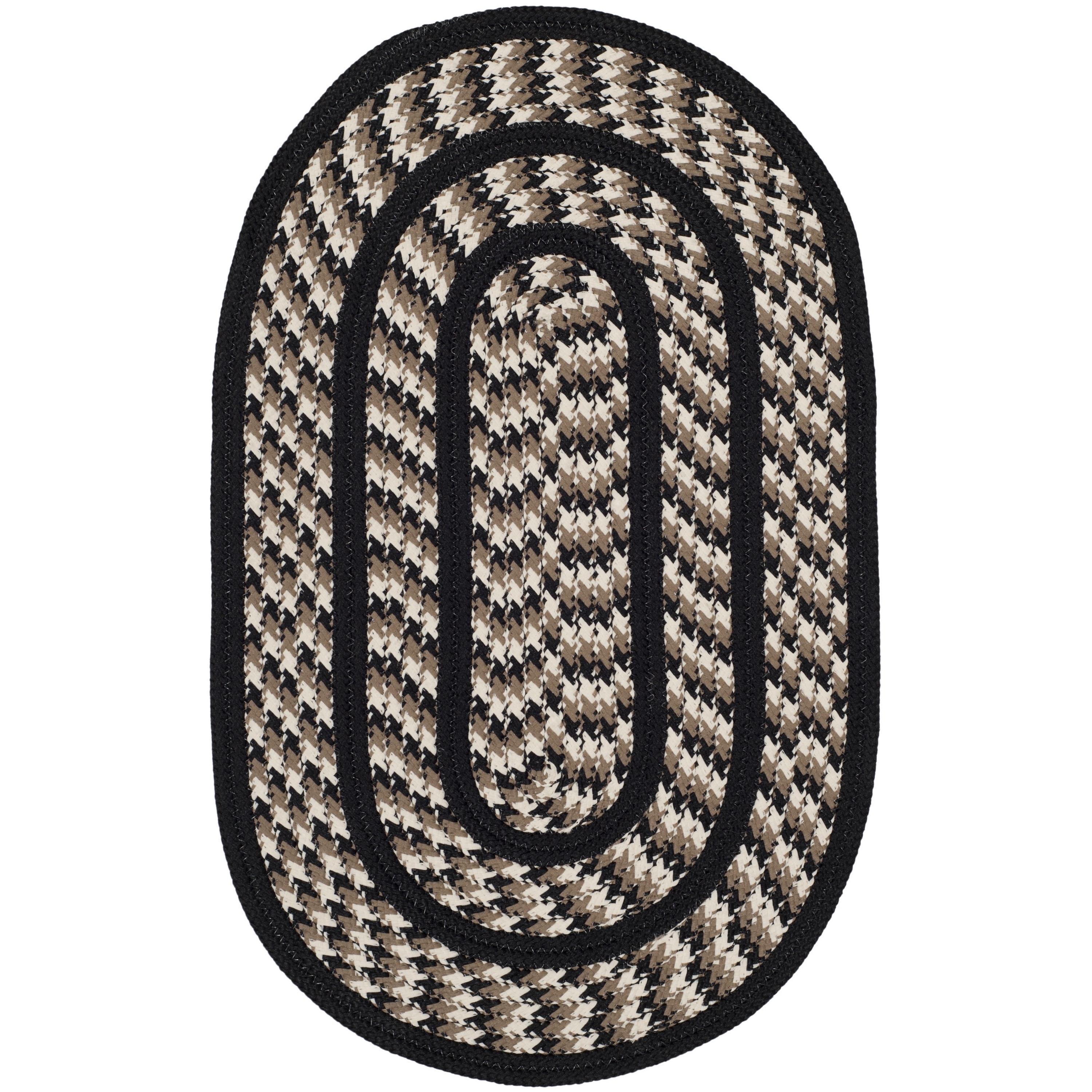 Safavieh Hand woven Braided Ivory/ Black Rug (3 X 5 Oval)