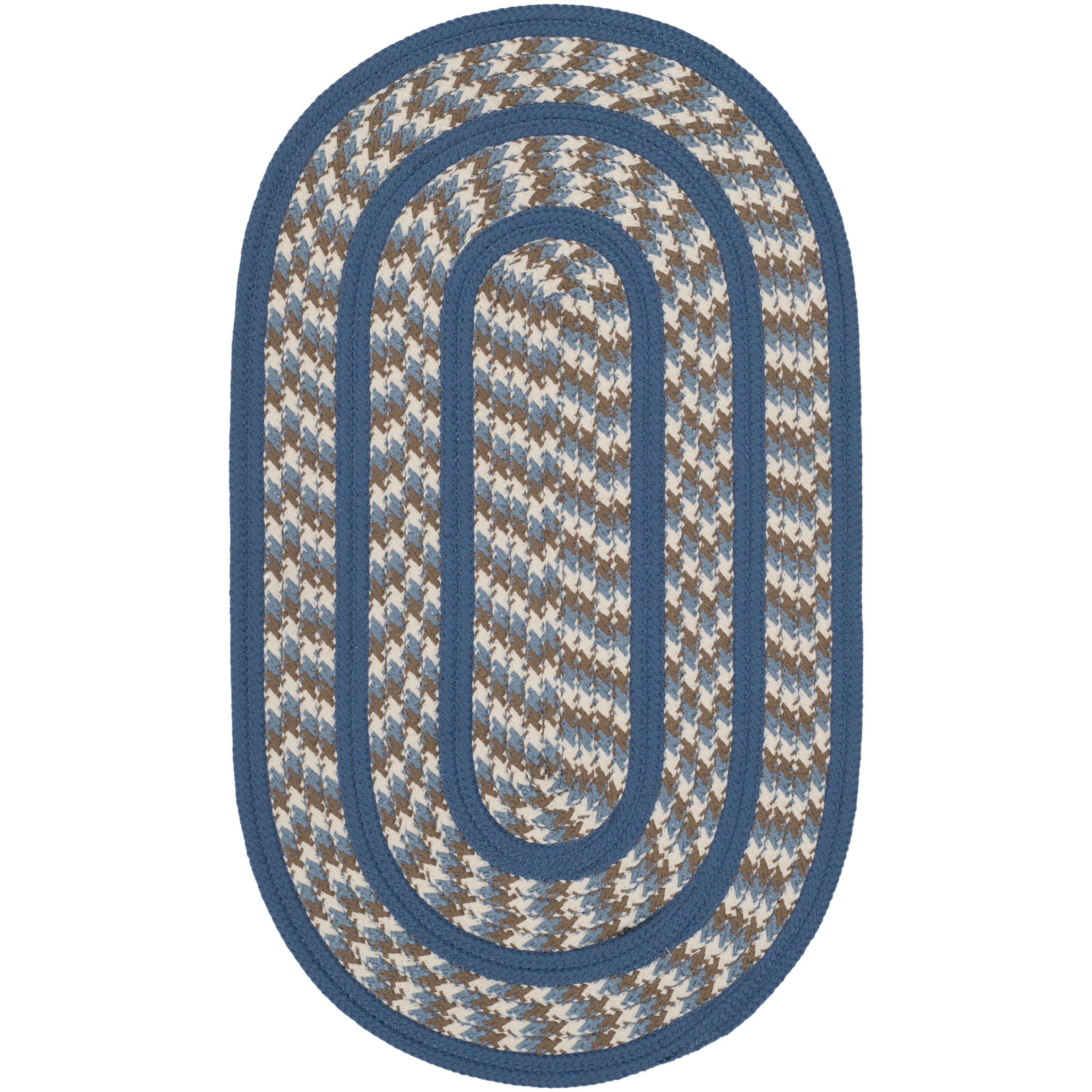 Safavieh Hand woven Braided Ivory/ Blue Rug (3 X 5 Oval)