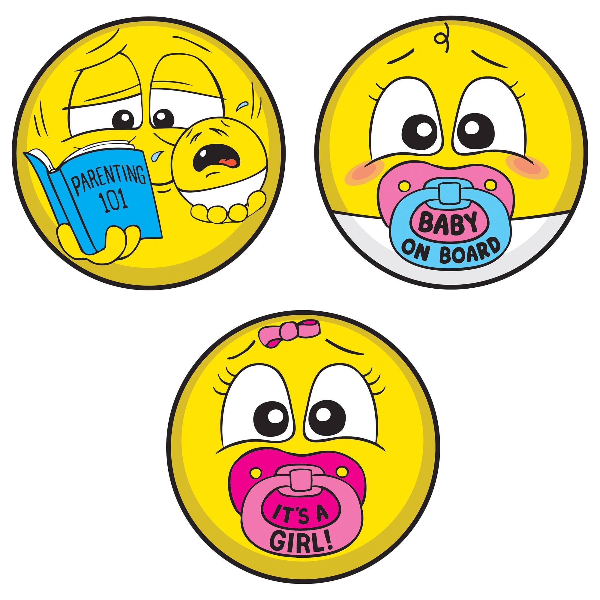 Motocons Baby Shower Girl Pack 3 piece Car Magnet Set