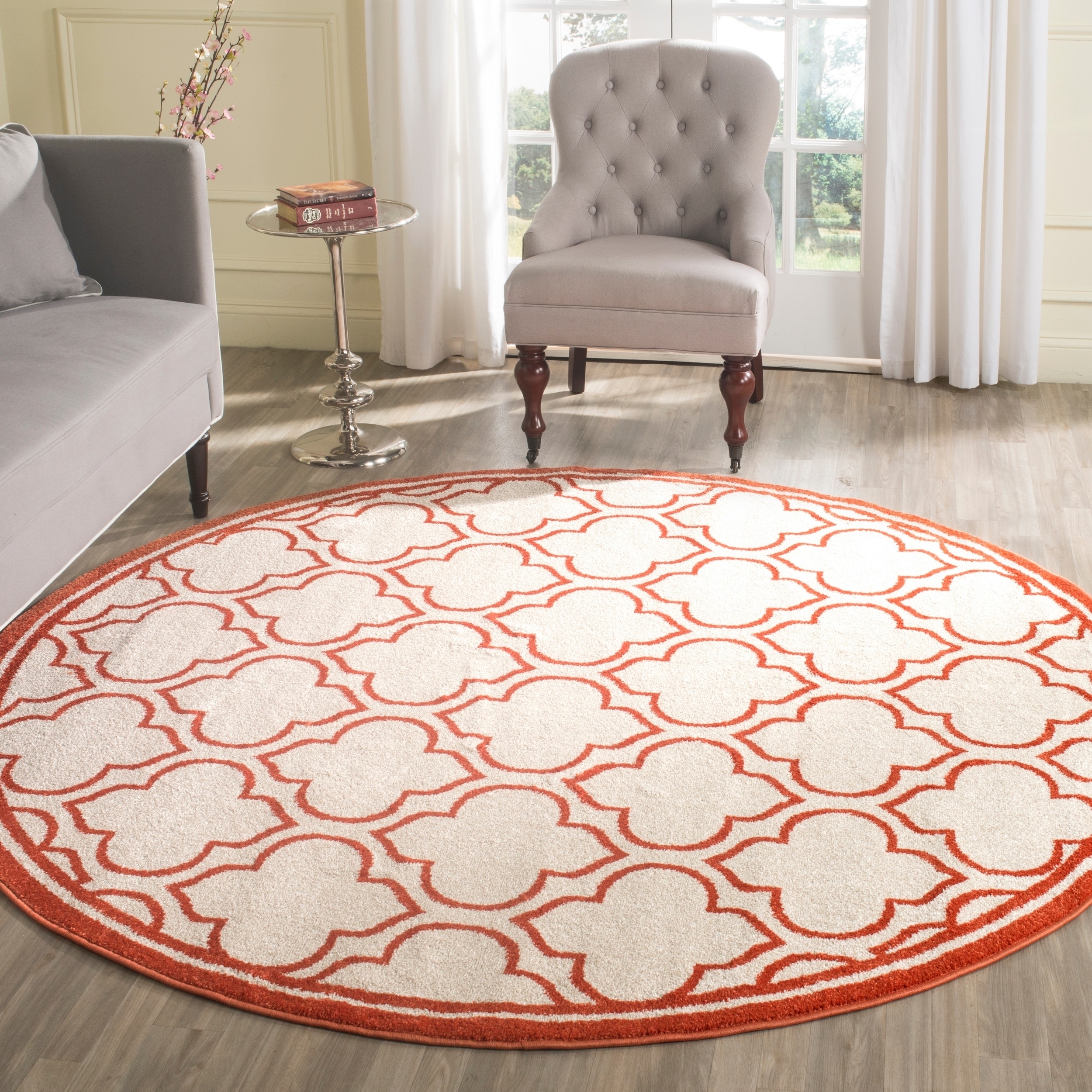 Safavieh Amherst Ivory/ Orange Rug (7 Round)