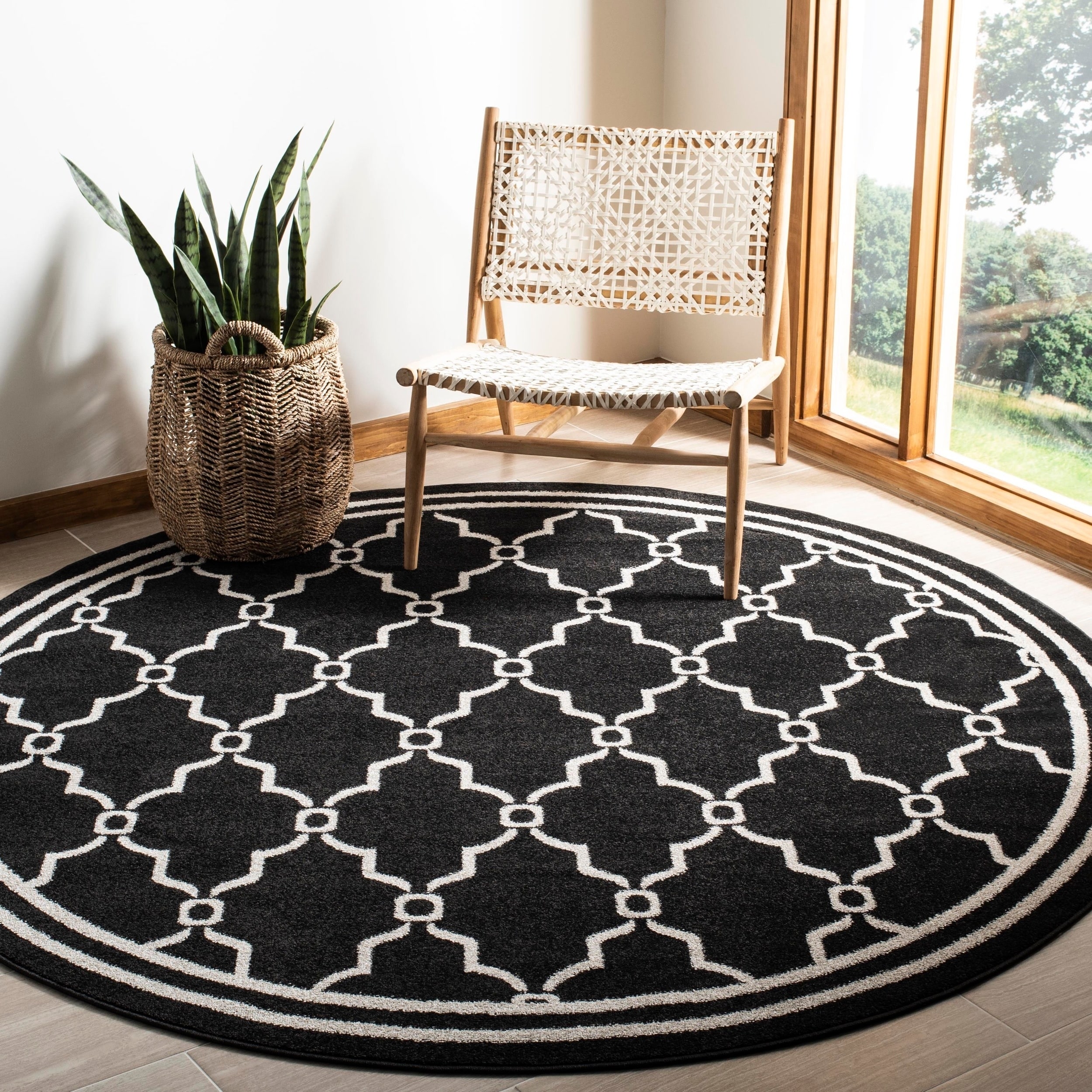 Safavieh Amherst Anthracite/ Ivory Rug (7 Round)