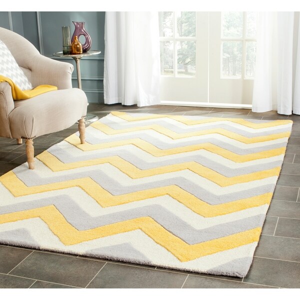 Safavieh Handmade Moroccan Cambridge Grey/ Gold Wool Rug - 9' x 12'