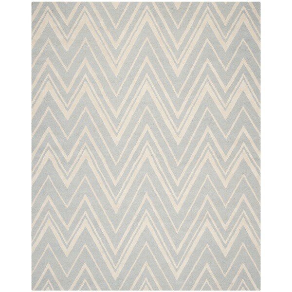 Safavieh Handmade Moroccan Cambridge Grey/ Ivory Wool Rug - 10' x 14'