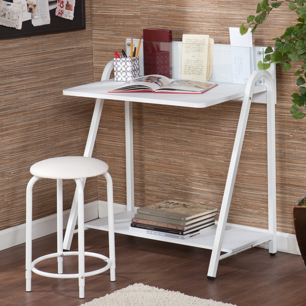 Upton Home Benito White Desk/ Stool Set   16088588  