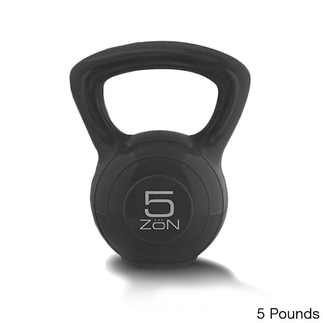 Zon Kettlebell (BlackDimensions 10.3 inches high x 6.9 inches wide x 6.3 inches deepWeight options 5 pounds or 10 pounds )