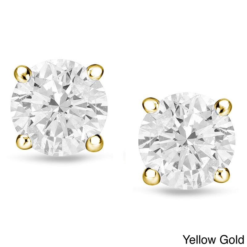 Auriya 14k Gold 1/2ct TDW Reversible Diamond Stud Pearl Earrings - Yellow
